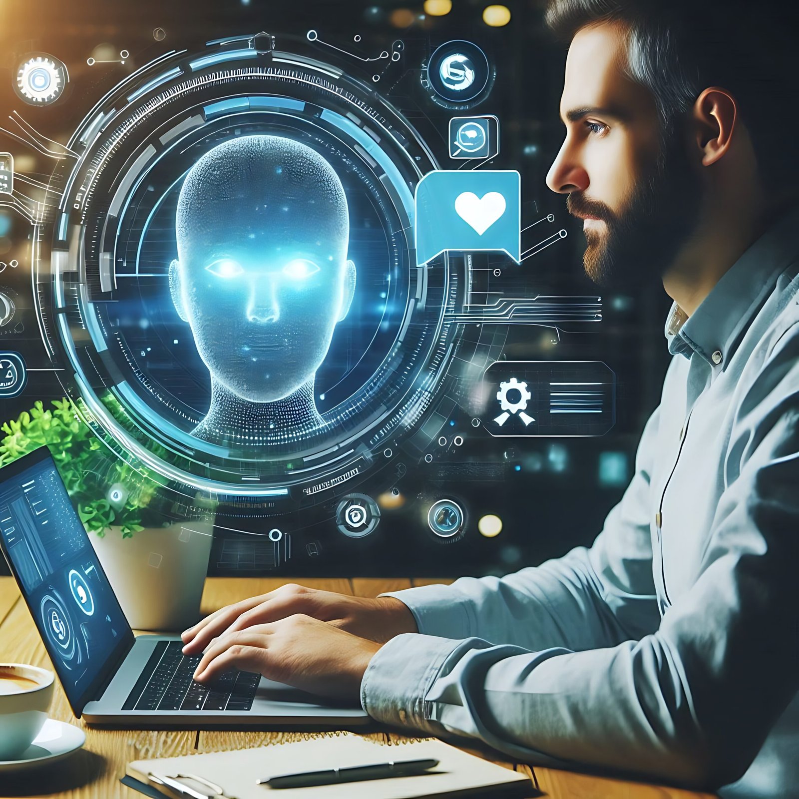 Man Using Laptop with ChatGPT Chat with Artificial Intelligence System