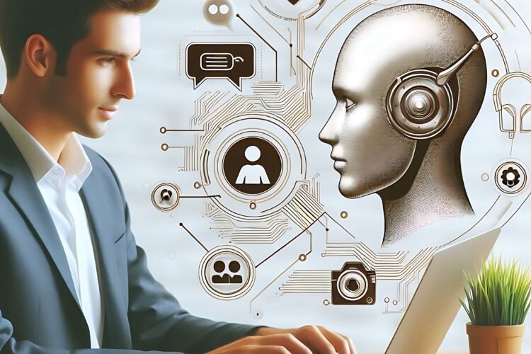 Man Using Laptop with ChatGPT Chat with Artificial Intelligence System